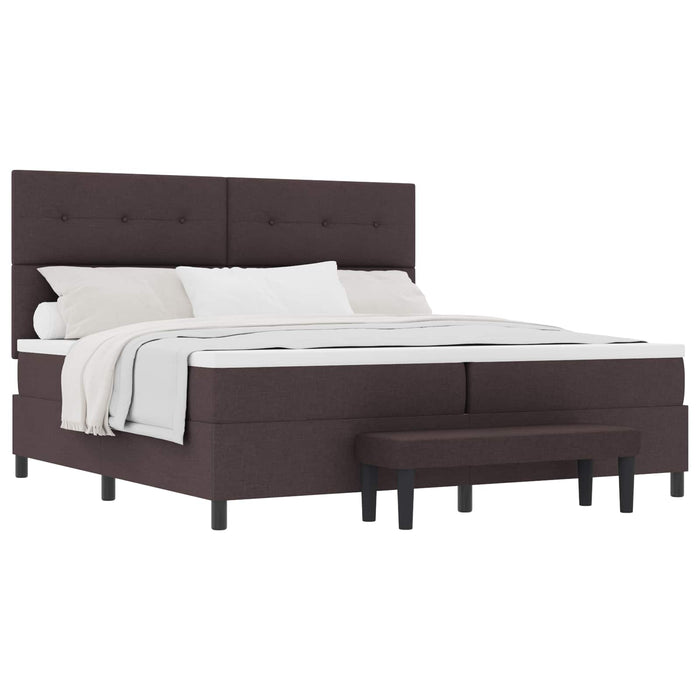 Pat cu arcuri cu headboard Maro închis 200 x 200 cm țesătură WALTI