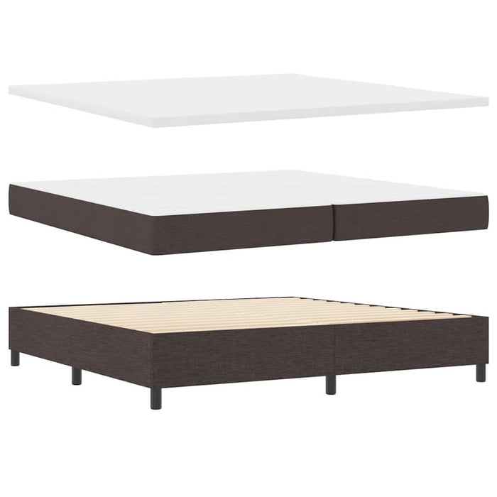 Pat cu arcuri cu headboard Maro închis 200 x 200 cm țesătură WALTI