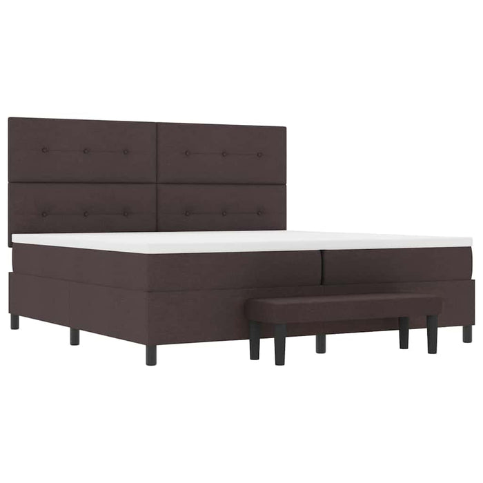 Pat cu arcuri cu headboard Maro închis 200 x 200 cm țesătură WALTI