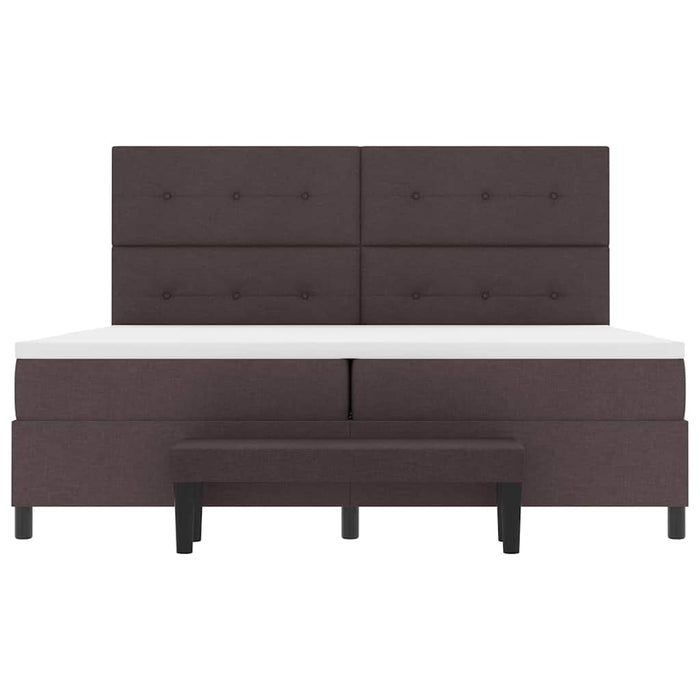 Pat cu arcuri cu headboard Maro închis 200 x 200 cm țesătură WALTI