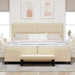 Pat cu arcuri cu saltea cu headboard Crem 200 x 200 cm țesătură - WALTI WALTI