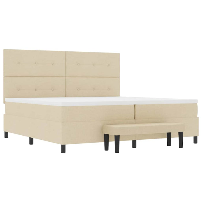 Pat cu arcuri cu saltea cu headboard Crem 200 x 200 cm țesătură - WALTI WALTI
