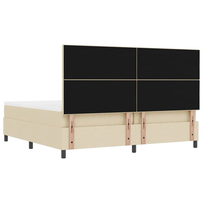 Pat cu arcuri cu saltea cu headboard Crem 200 x 200 cm țesătură - WALTI WALTI