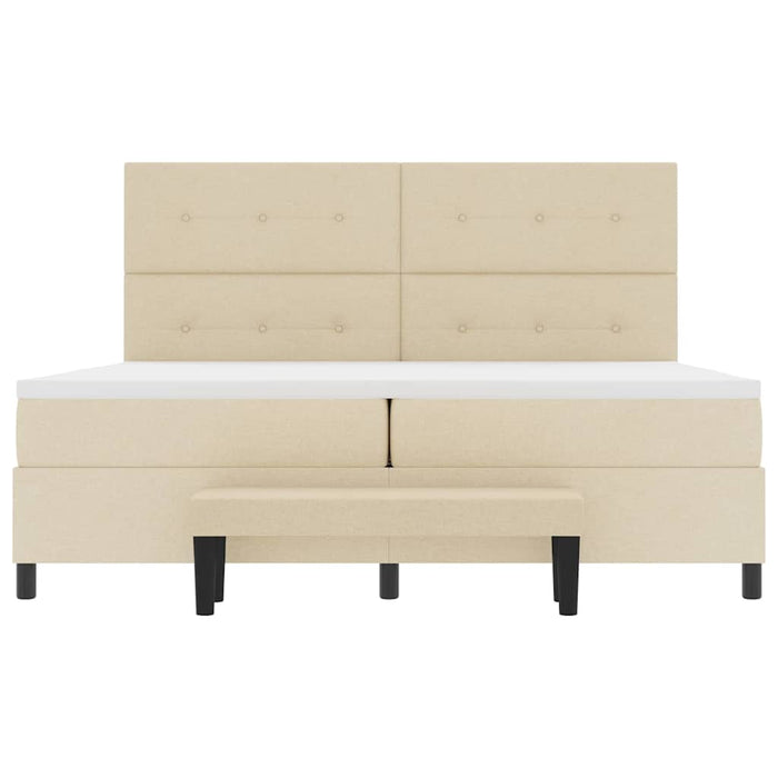 Pat cu arcuri cu saltea cu headboard Crem 200 x 200 cm țesătură - WALTI WALTI