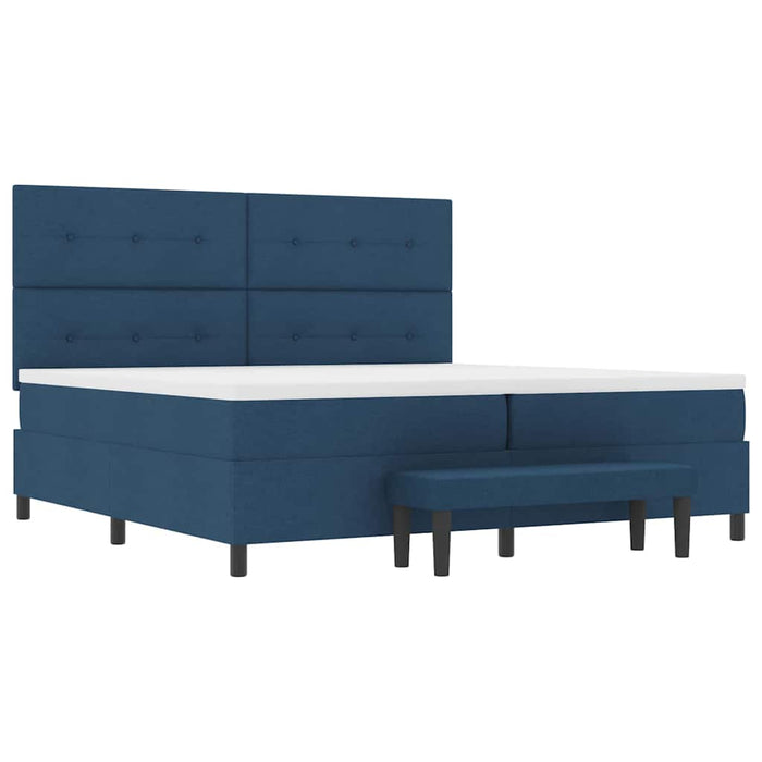 Pat cu arcuri cu saltea albastru 200 x 200 cm țesătură - WALTI WALTI