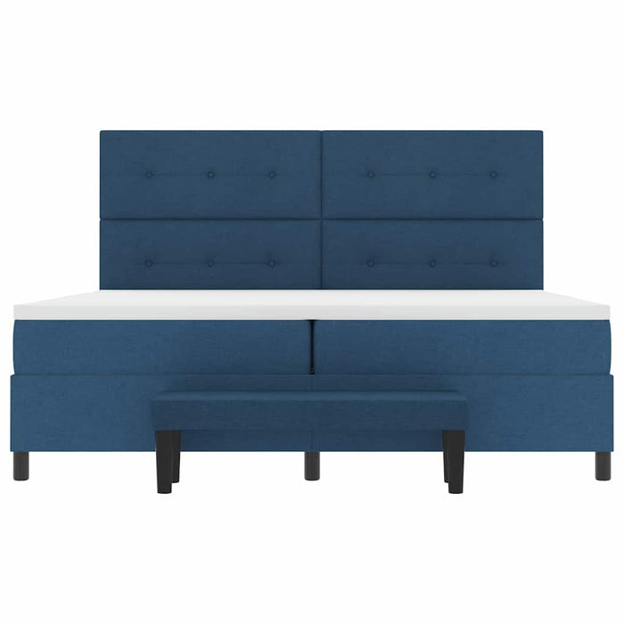 Pat cu arcuri cu saltea albastru 200 x 200 cm țesătură - WALTI WALTI