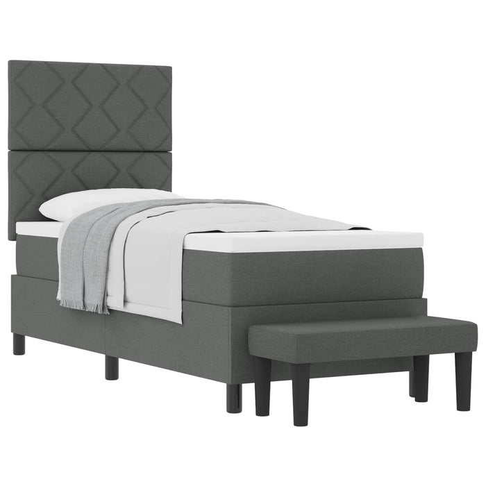 Pat cu arcuri cu headboard Gri închis 80 x 200 cm țesătură WALTI