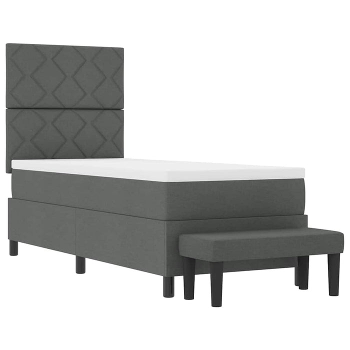 Pat cu arcuri cu headboard Gri închis 80 x 200 cm țesătură WALTI