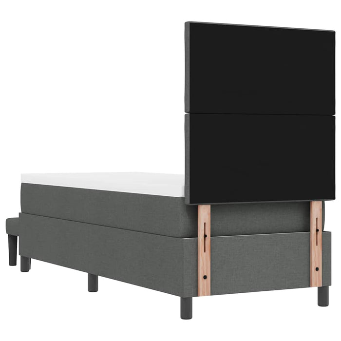 Pat cu arcuri cu headboard Gri închis 80 x 200 cm țesătură WALTI