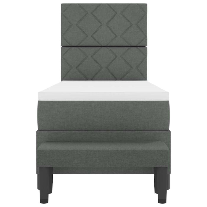 Pat cu arcuri cu headboard Gri închis 80 x 200 cm țesătură WALTI