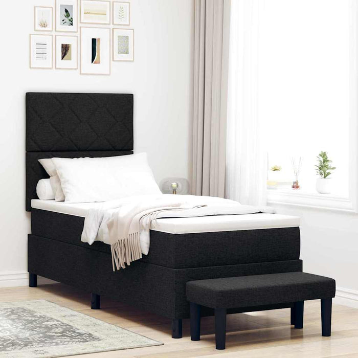 Pat cu arcuri cu headboard Negru 80 x 200 cm țesătură - WALTI WALTI