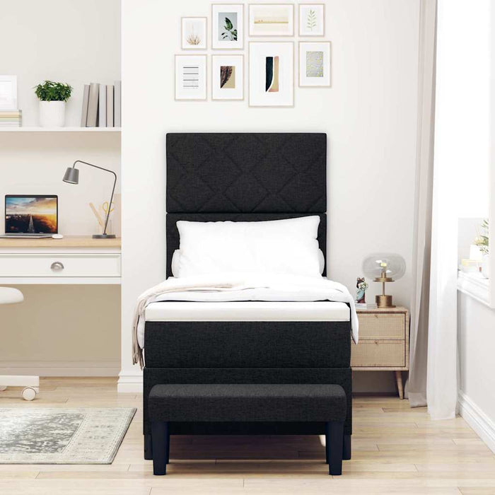 Pat cu arcuri cu headboard Negru 80 x 200 cm țesătură - WALTI WALTI