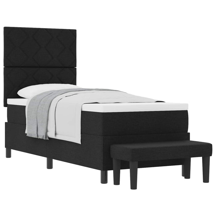 Pat cu arcuri cu headboard Negru 80 x 200 cm țesătură - WALTI WALTI