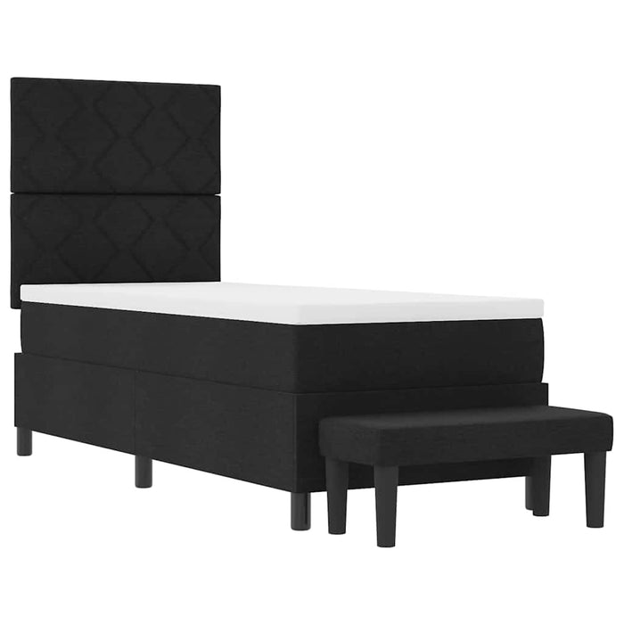 Pat cu arcuri cu headboard Negru 80 x 200 cm țesătură - WALTI WALTI