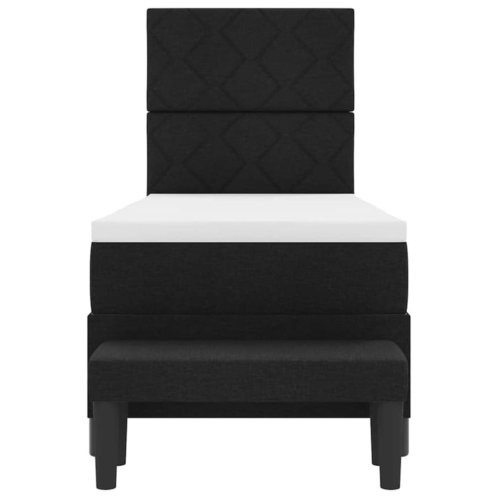 Pat cu arcuri cu headboard Negru 80 x 200 cm țesătură - WALTI WALTI