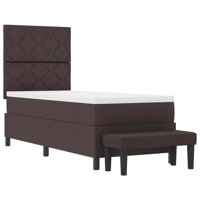 Pat cu arcuri cu headboard Maro închis 80 x 200 cm țesătură WALTI