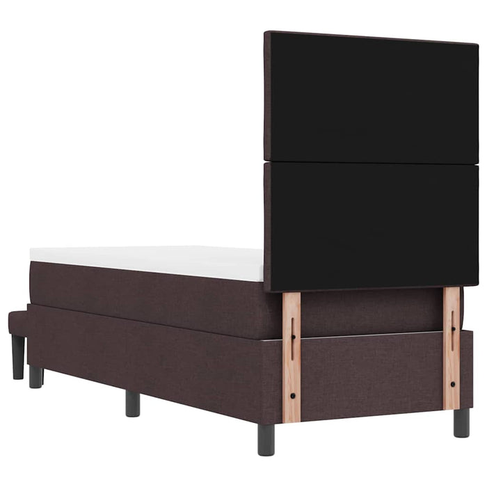 Pat cu arcuri cu headboard Maro închis 80 x 200 cm țesătură WALTI