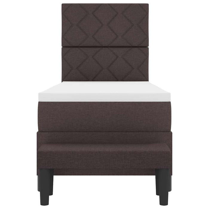 Pat cu arcuri cu headboard Maro închis 80 x 200 cm țesătură WALTI