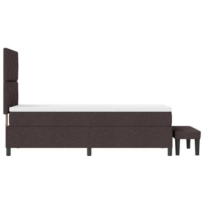 Pat cu arcuri cu headboard Maro închis 80 x 200 cm țesătură WALTI