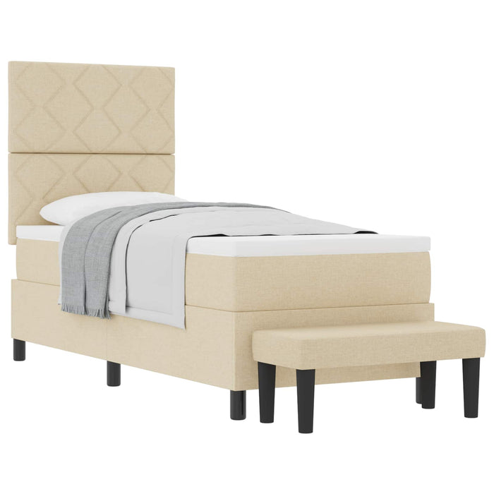 Pat cu arcuri cu headboard Crem 80 x 200 cm țesătură WALTI