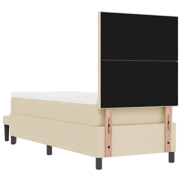 Pat cu arcuri cu headboard Crem 80 x 200 cm țesătură WALTI