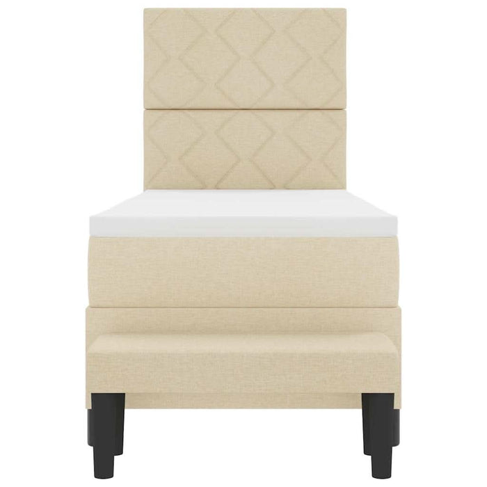 Pat cu arcuri cu headboard Crem 80 x 200 cm țesătură WALTI