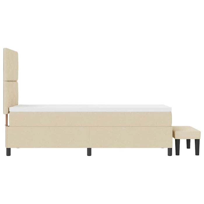 Pat cu arcuri cu headboard Crem 80 x 200 cm țesătură WALTI