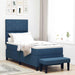Pat cu arcuri cu headboard albastru 80 x 200 cm țesătură - WALTI WALTI