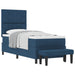 Pat cu arcuri cu headboard albastru 80 x 200 cm țesătură - WALTI WALTI
