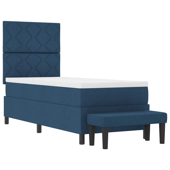 Pat cu arcuri cu headboard albastru 80 x 200 cm țesătură - WALTI WALTI