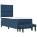 Pat cu arcuri cu headboard albastru 80 x 200 cm țesătură - WALTI WALTI