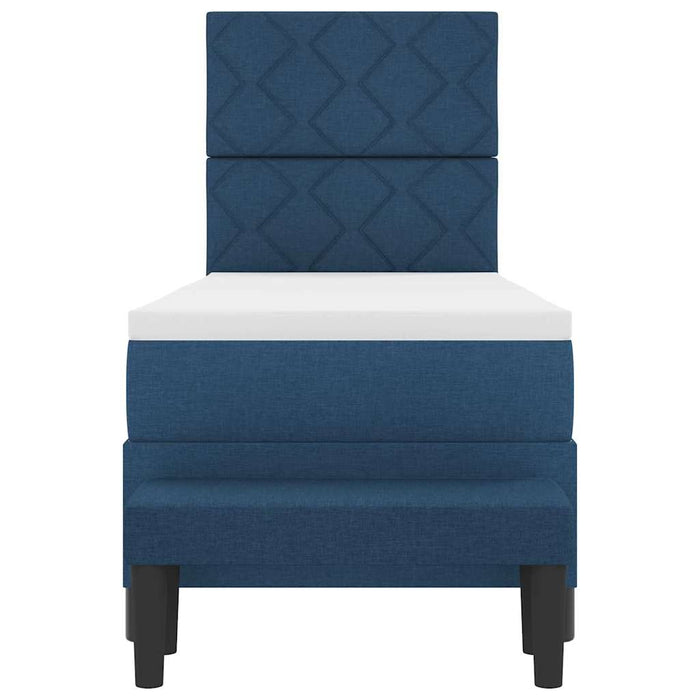 Pat cu arcuri cu headboard albastru 80 x 200 cm țesătură - WALTI WALTI