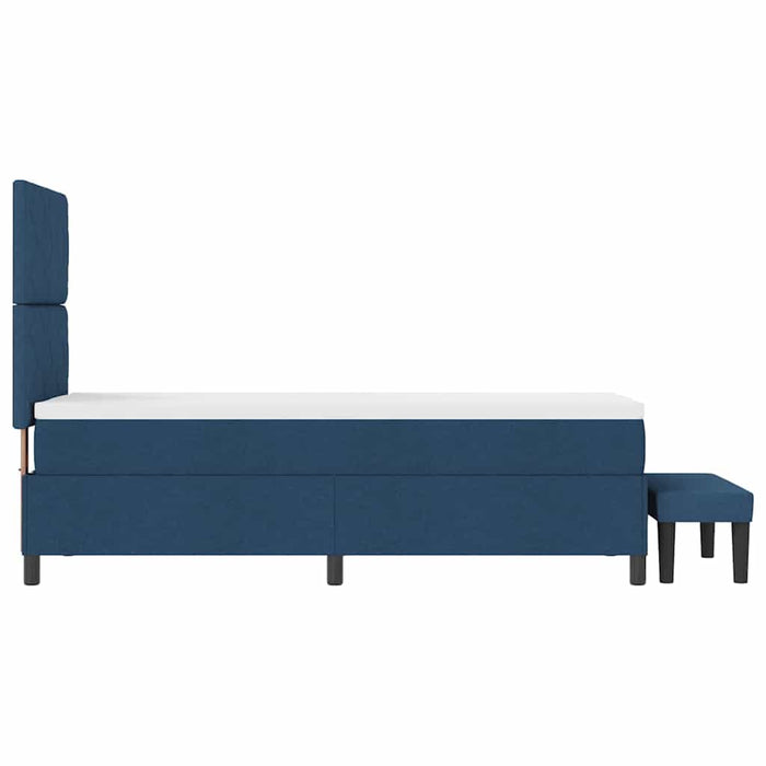 Pat cu arcuri cu headboard albastru 80 x 200 cm țesătură - WALTI WALTI