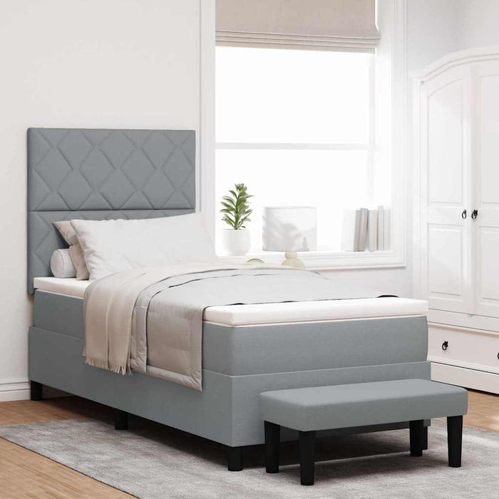 Pat cu arcuri cu headboard Gri deschis 90 x 190 cm țesătură WALTI