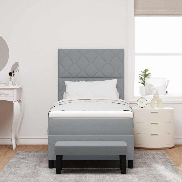 Pat cu arcuri cu headboard Gri deschis 90 x 190 cm țesătură WALTI