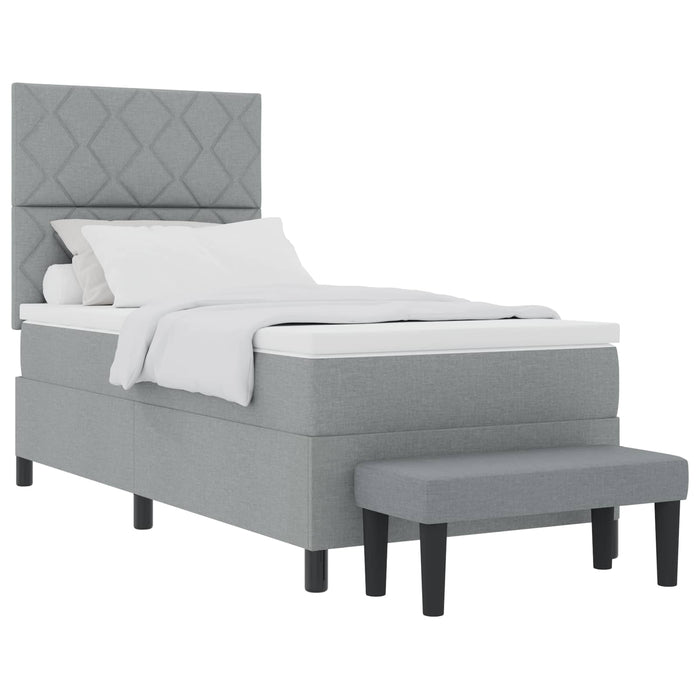 Pat cu arcuri cu headboard Gri deschis 90 x 190 cm țesătură WALTI