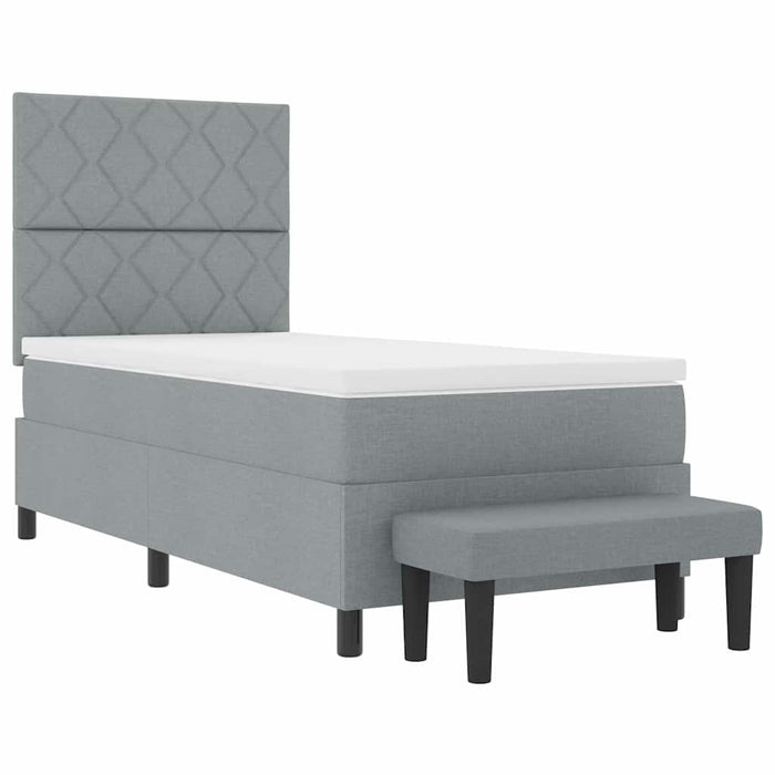 Pat cu arcuri cu headboard Gri deschis 90 x 190 cm țesătură WALTI
