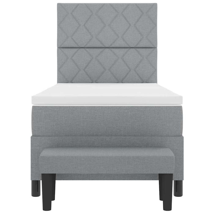 Pat cu arcuri cu headboard Gri deschis 90 x 190 cm țesătură WALTI