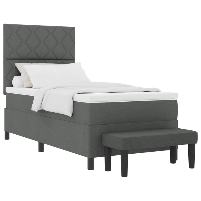 Pat cu arcuri cu headboard Gri închis 90 x 190 cm țesătură WALTI