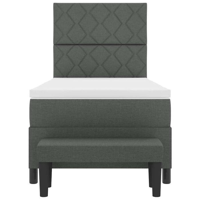 Pat cu arcuri cu headboard Gri închis 90 x 190 cm țesătură WALTI