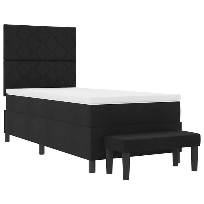 Pat cu arcuri cu headboard Negru 90 x 190 cm țesătură - WALTI WALTI