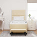 Pat cu arcuri cu headboard Crem 90 x 190 cm țesătură - WALTI WALTI
