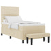 Pat cu arcuri cu headboard Crem 90 x 190 cm țesătură - WALTI WALTI