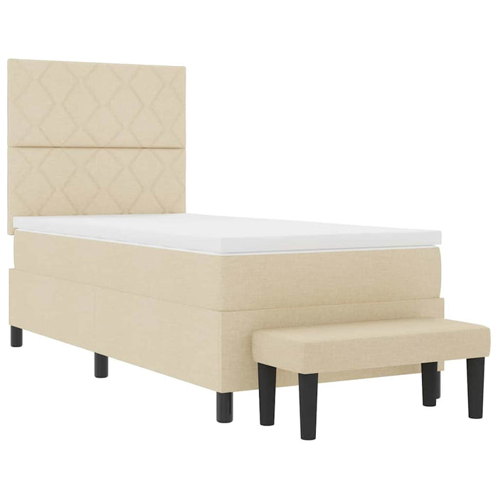 Pat cu arcuri cu headboard Crem 90 x 190 cm țesătură - WALTI WALTI