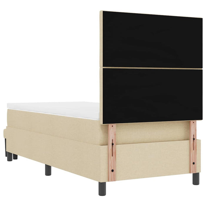 Pat cu arcuri cu headboard Crem 90 x 190 cm țesătură - WALTI WALTI