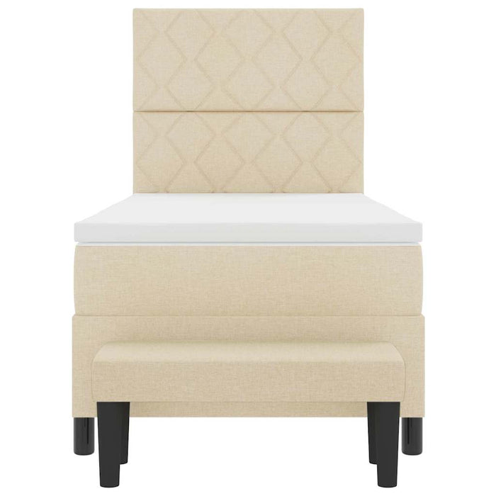 Pat cu arcuri cu headboard Crem 90 x 190 cm țesătură - WALTI WALTI