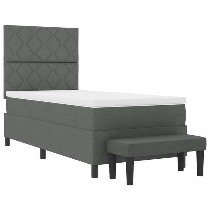 Pat cu arcuri cu headboard Gri închis 100 x 200 cm țesătură - WALTI WALTI