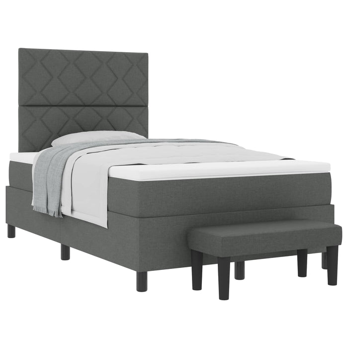 Pat cu arcuri cu headboard Gri închis 120 x 190 cm țesătură WALTI
