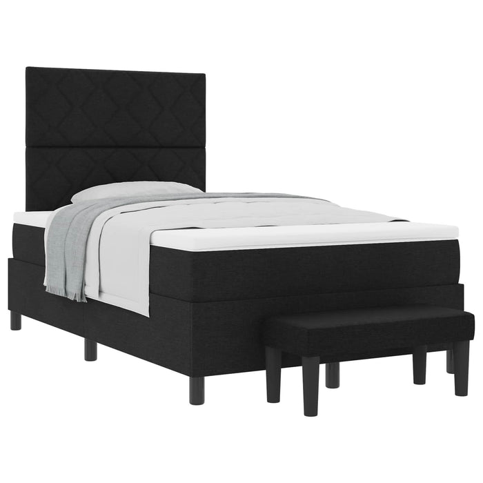 Pat cu arcuri cu saltea Negru 120 x 190 cm țesătură - WALTI WALTI