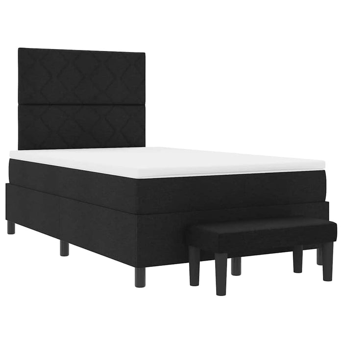 Pat cu arcuri cu saltea Negru 120 x 190 cm țesătură - WALTI WALTI